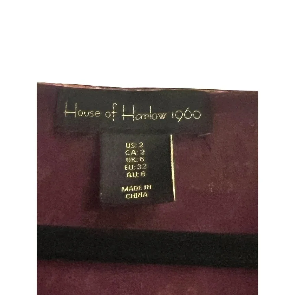 House of Harlow 1960 Mini floral w/gold accent ruffle dress Purple Size 2 - Image 4