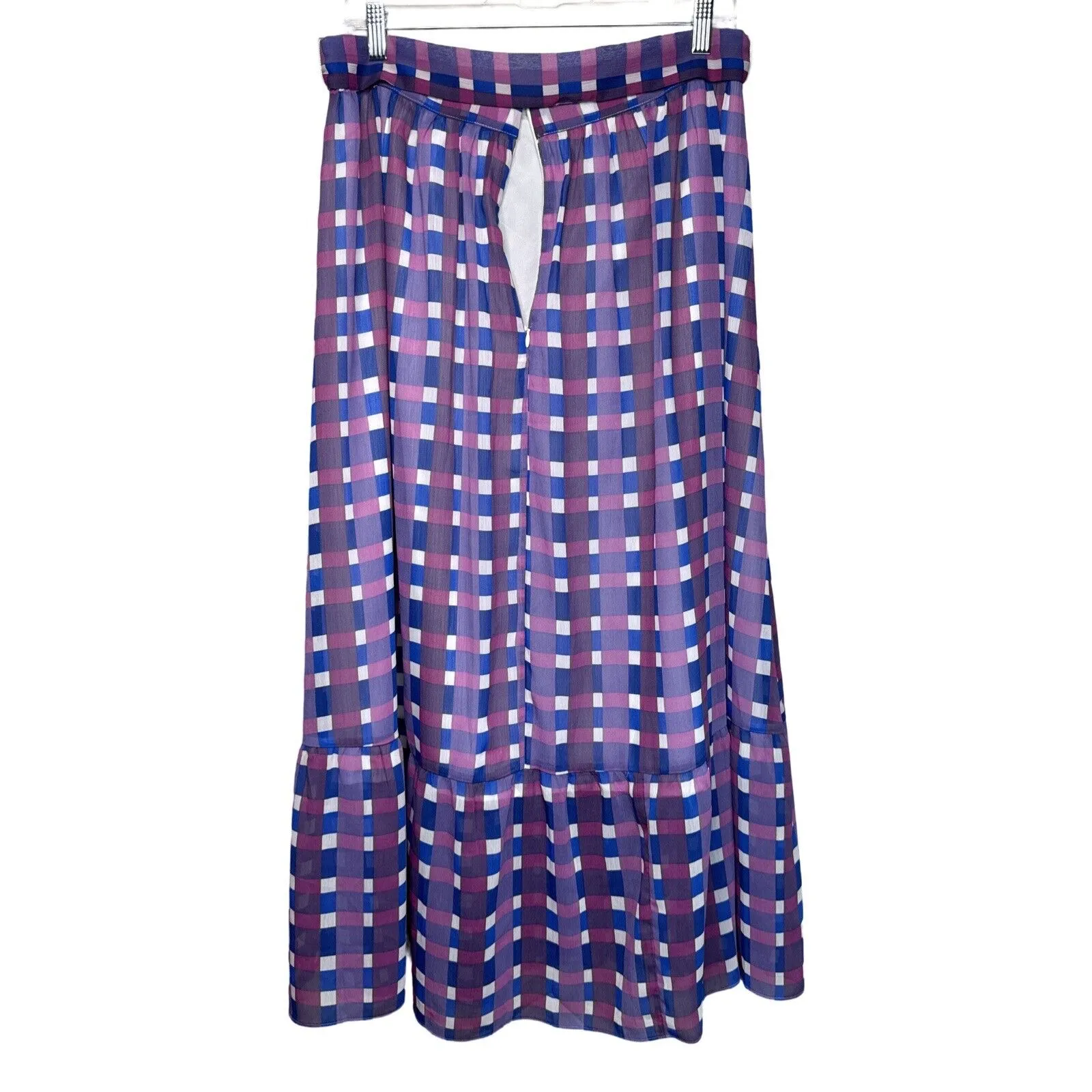Ann Taylor Skirt Womens 10 Blue Purple Plaid Peasant Skirt Midi Boho Cottagecore - Image 3