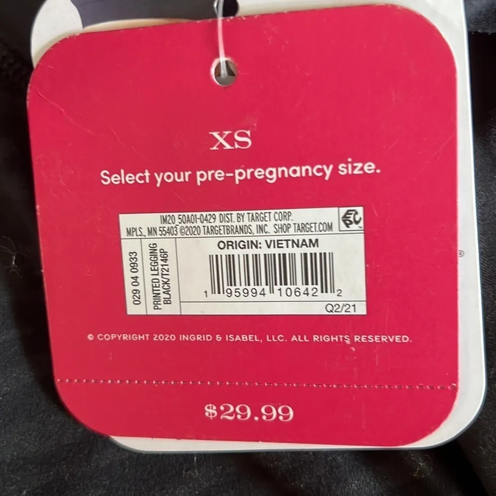 Ingrid‎ & Isabel Active Maternity Leggings XS Black Stretch Crossover Panel NWT - Image 6