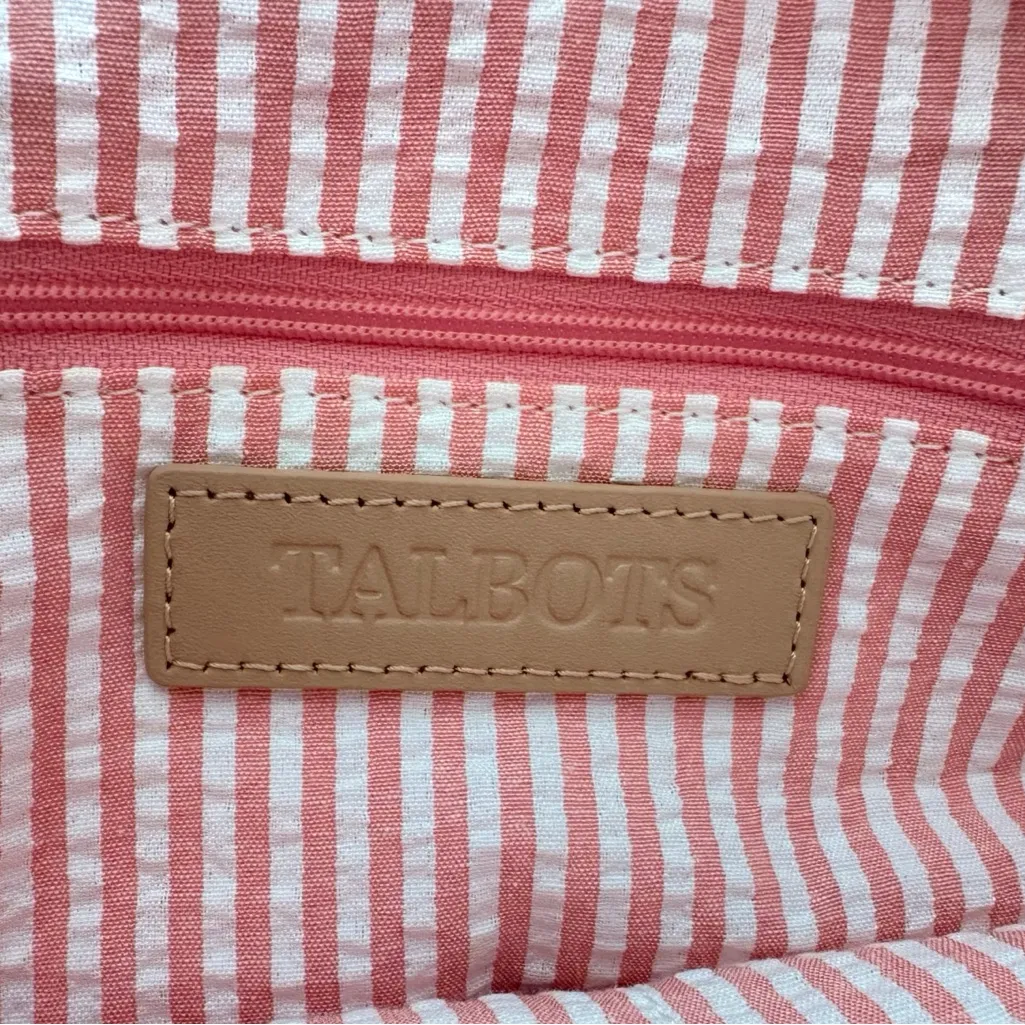 Talbots Pink Coral Straw Chic Carryall Large Tote Purse - Image 4