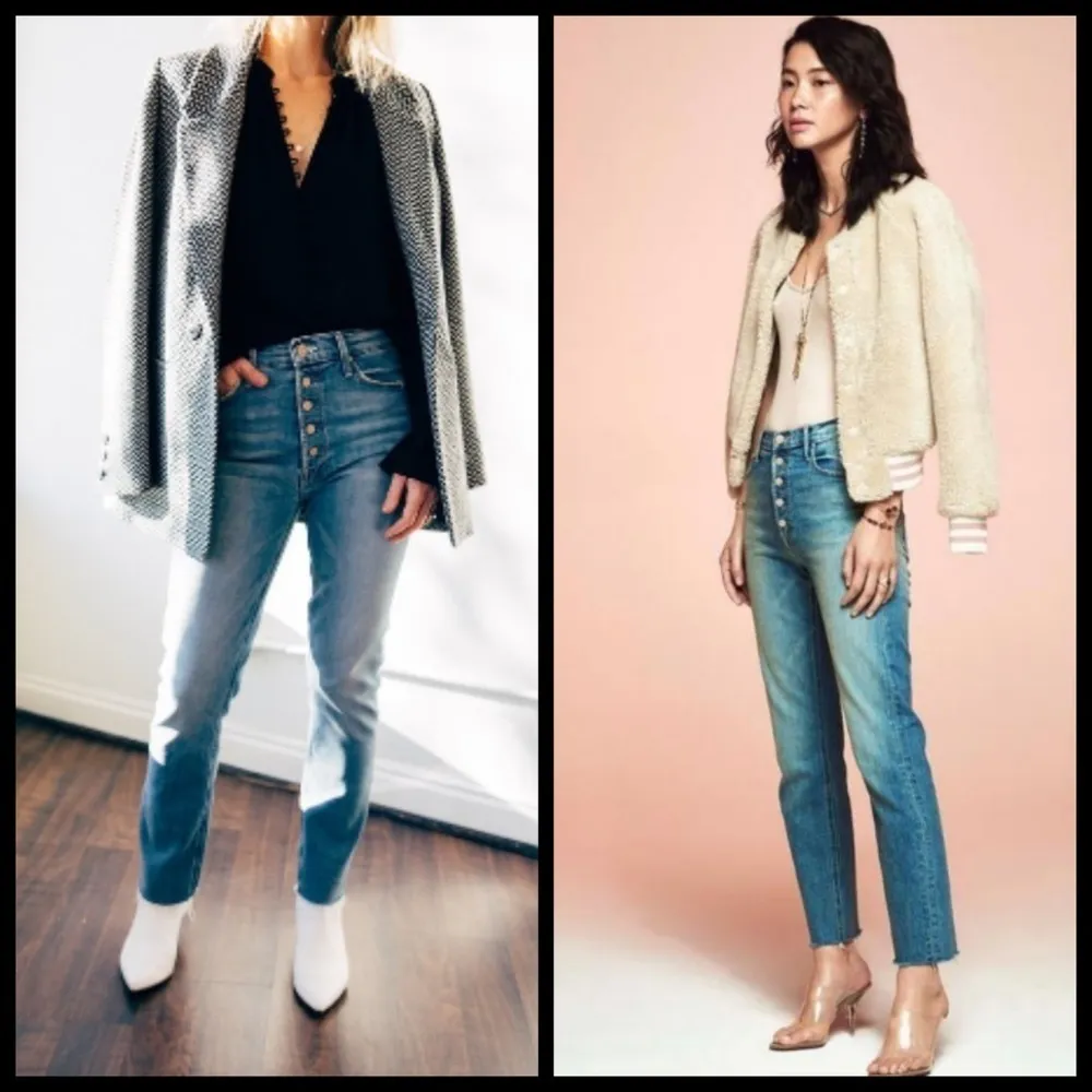 💕MOTHER💕 The Pixie Dazzler Ankle Fray Jeans Secret Sister Button Fly 31 Blue - Image 7