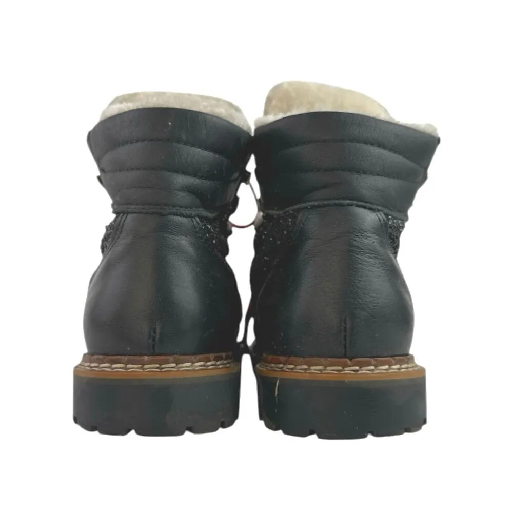 Ammann Valbella III Women's Black Glitter Leather Lace Up Ankle Snow Boots US 9 - Image 3