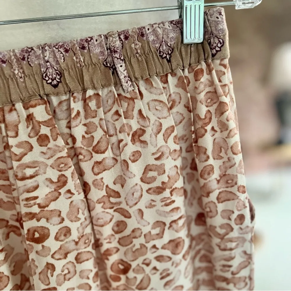 NEW Anthropologie Ollari Cheetah Pants Paisley S Cropped Boho Whimsical Relaxed - Image 12