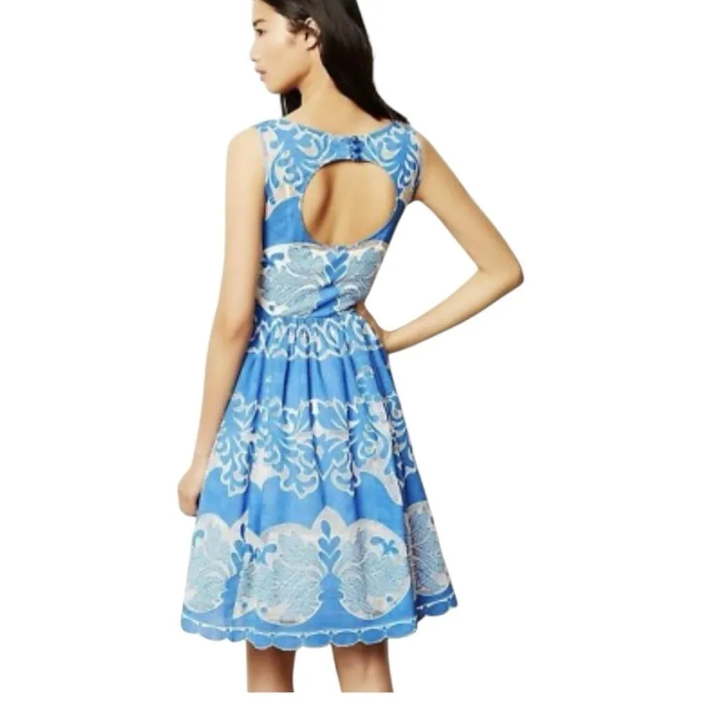 Anthropologie Plenty by Tracy
Reese Azure Lace Dress folklore blue white EUC - Image 2