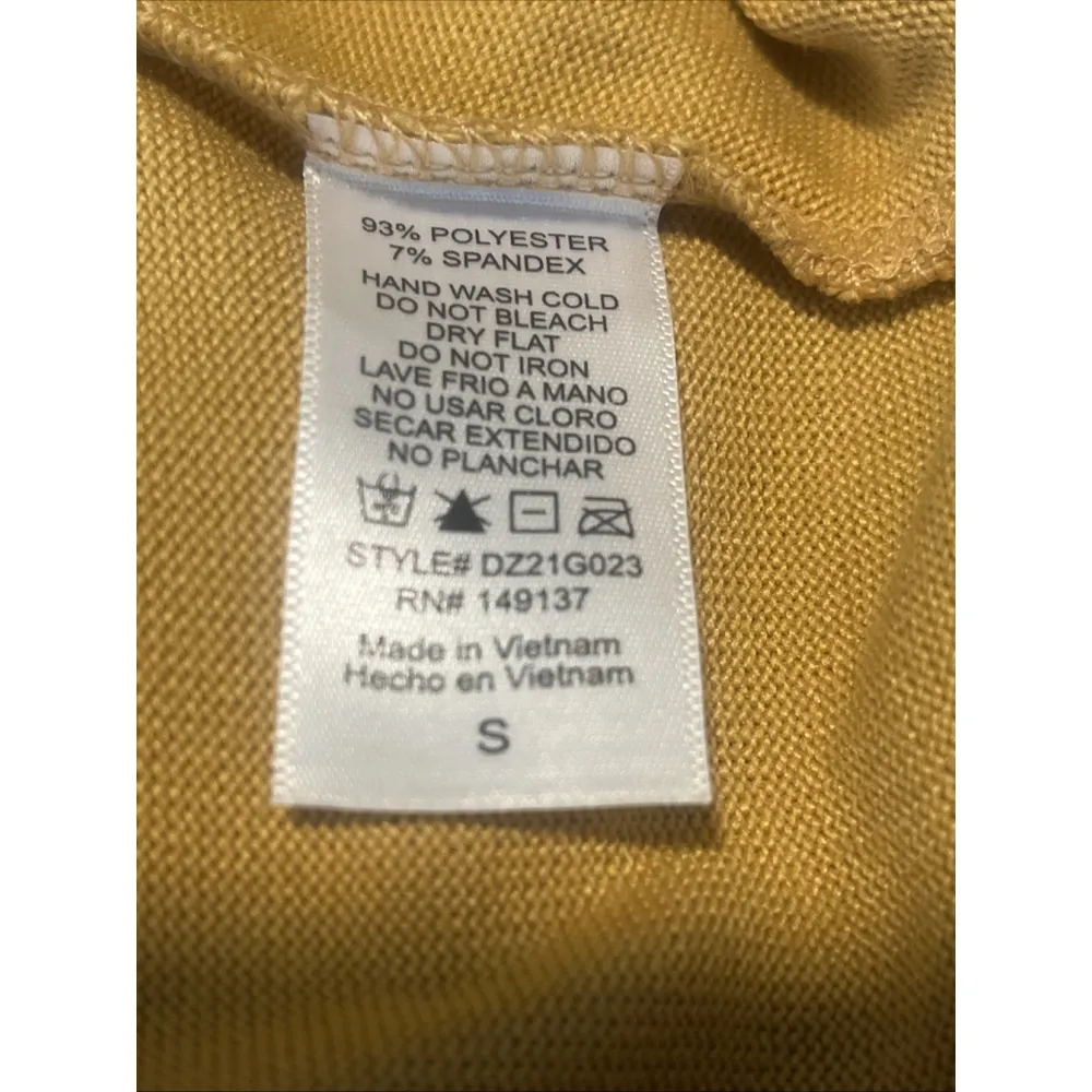 Double Zero Mustard Yellow Crew Neck Cropped Jersey Knit Sweater Top Small NEW - Image 5