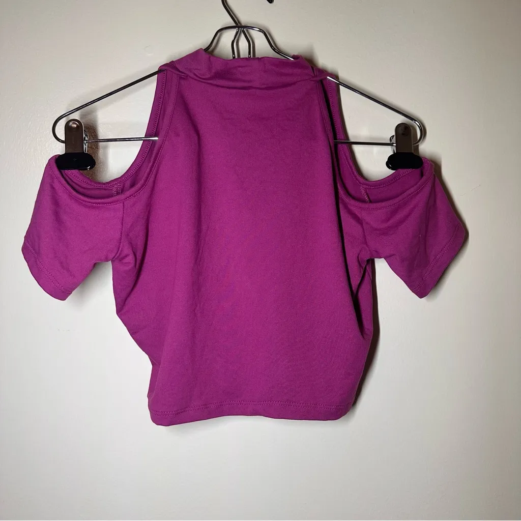 Hot Kiss Purple Cold Shoulder Crop Top - Image 2