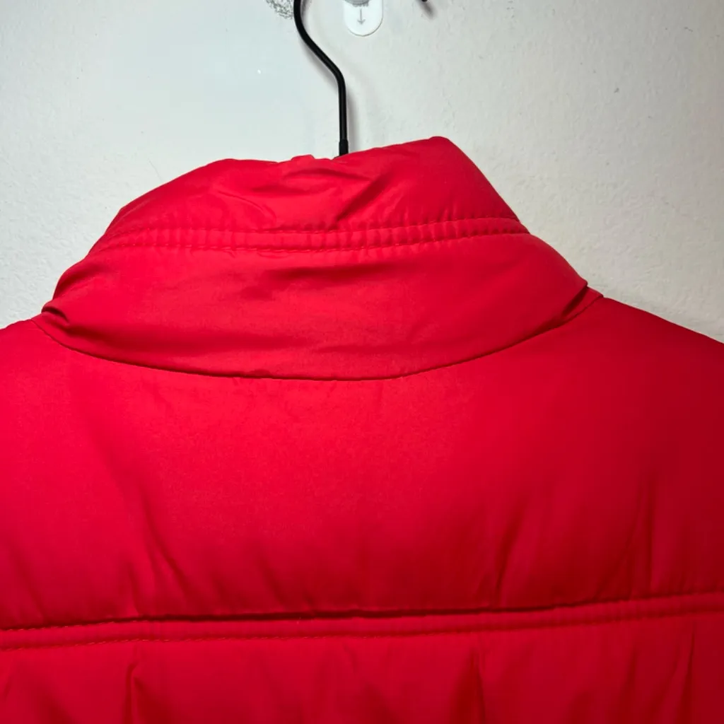 Roxy Women’s Quilted Puffer Vest Red Blue Colorblock 70s Retro Lined Cozy Medium - Image 11