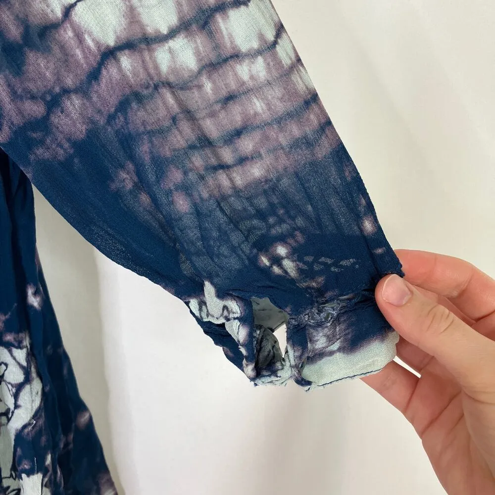 Free People | Tie Dye Me Down Sheer Tunic Top Blue Viscose Womens Large - Image 7