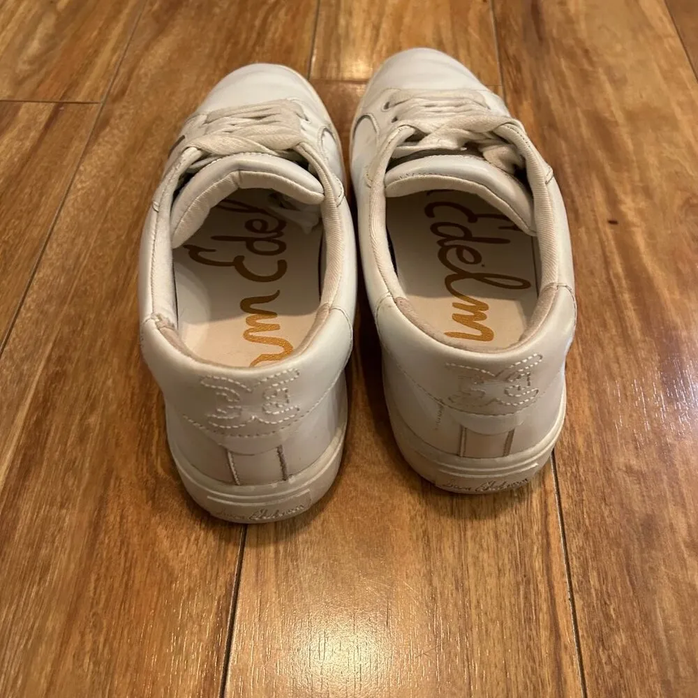 sam edelman ethyl white leather sneaker women size 8, lace up & tie, casual - Image 6