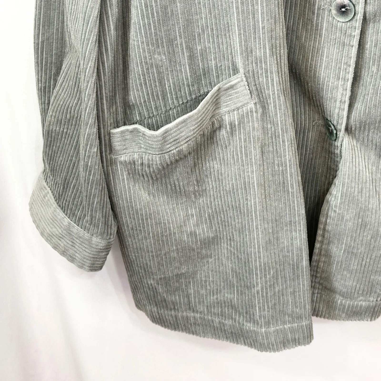 Woman Within Plus Size 30/32 Corduroy Top 3X  Button Front Pleated Back Gray‎ E - Image 8