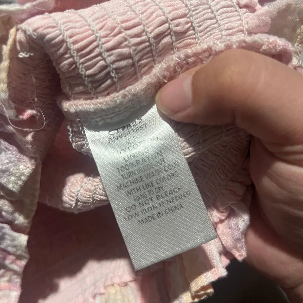 TCEC ruched pink tie shoulder blouse M - Image 6