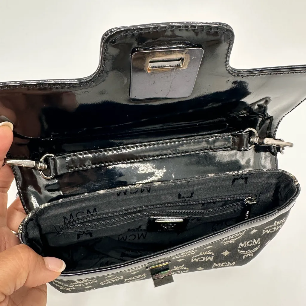 MCM Monogram Black and Gray Shoulder Bag - Image 4