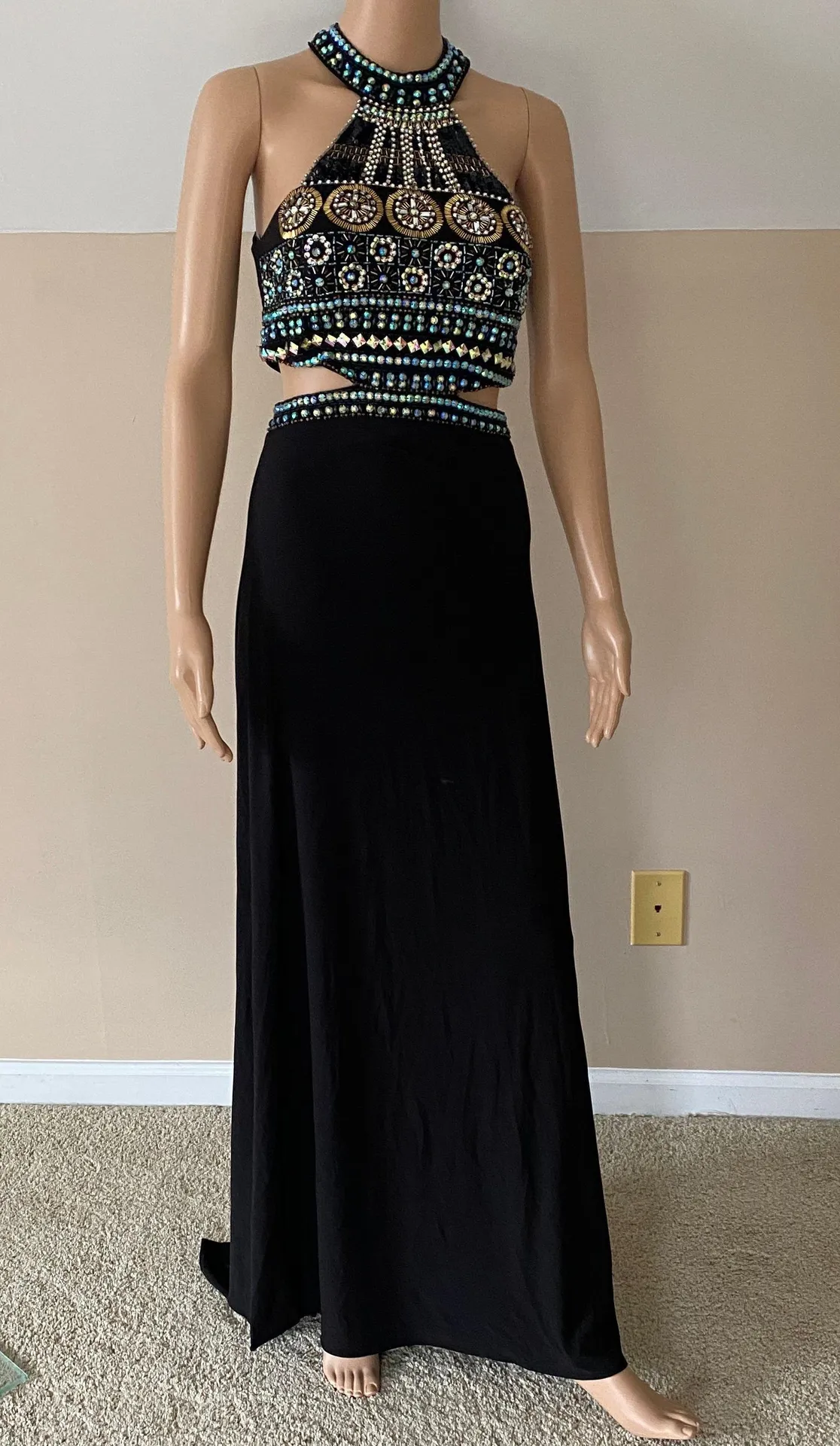 Juniors' Embellished Halter Dress - Image 2