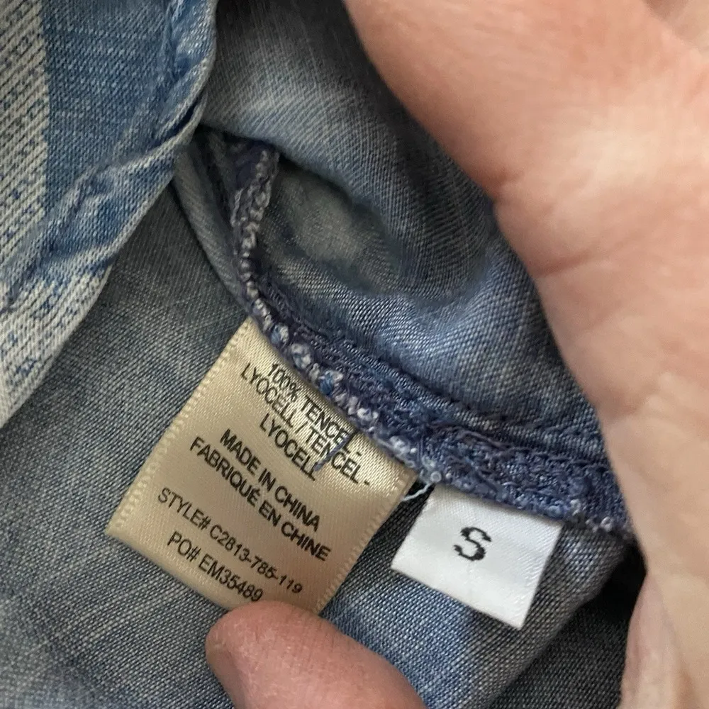 Cloth & Stone Blue White Checked‎ Tencel Lyocell Buttonup Shirt Small S Soft - Image 3