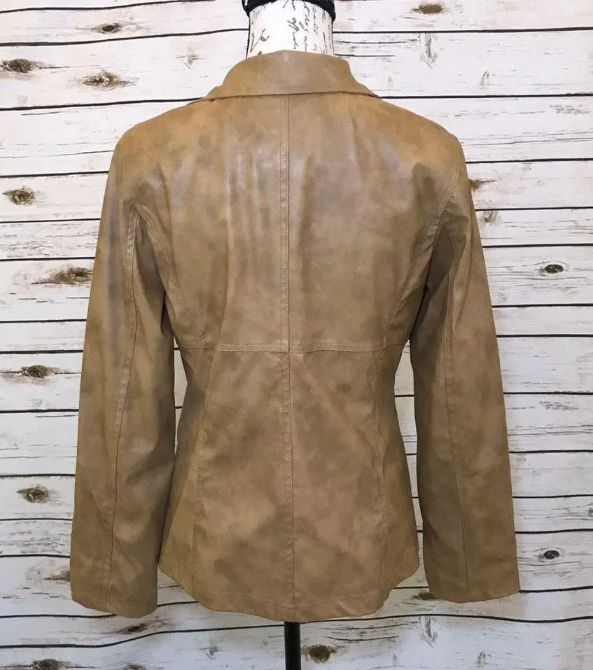 Vintage Tan 1970's Retro Leather Jacket New - Image 7