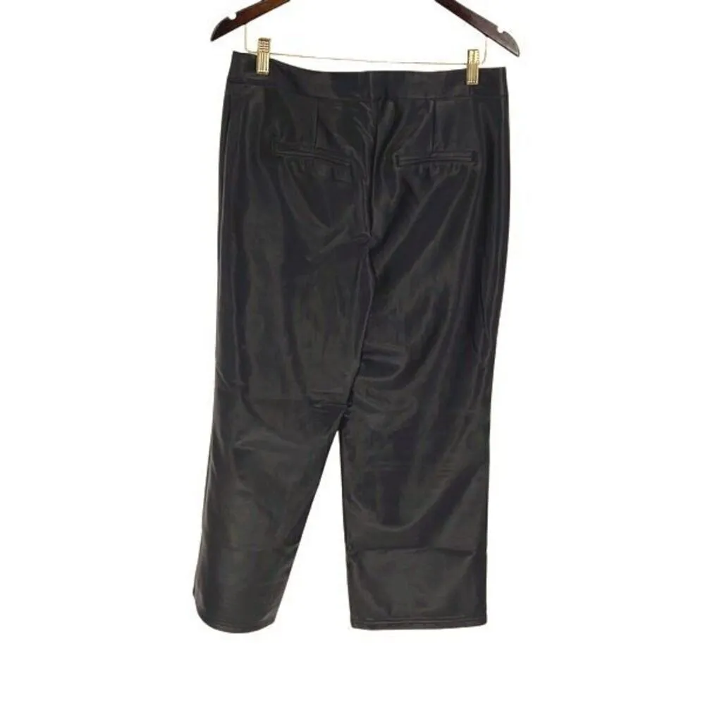 Bagatelle Womens Wide Leg Crop Mid Rise Zip Faux Leather Pants Black Size Medium - Image 3
