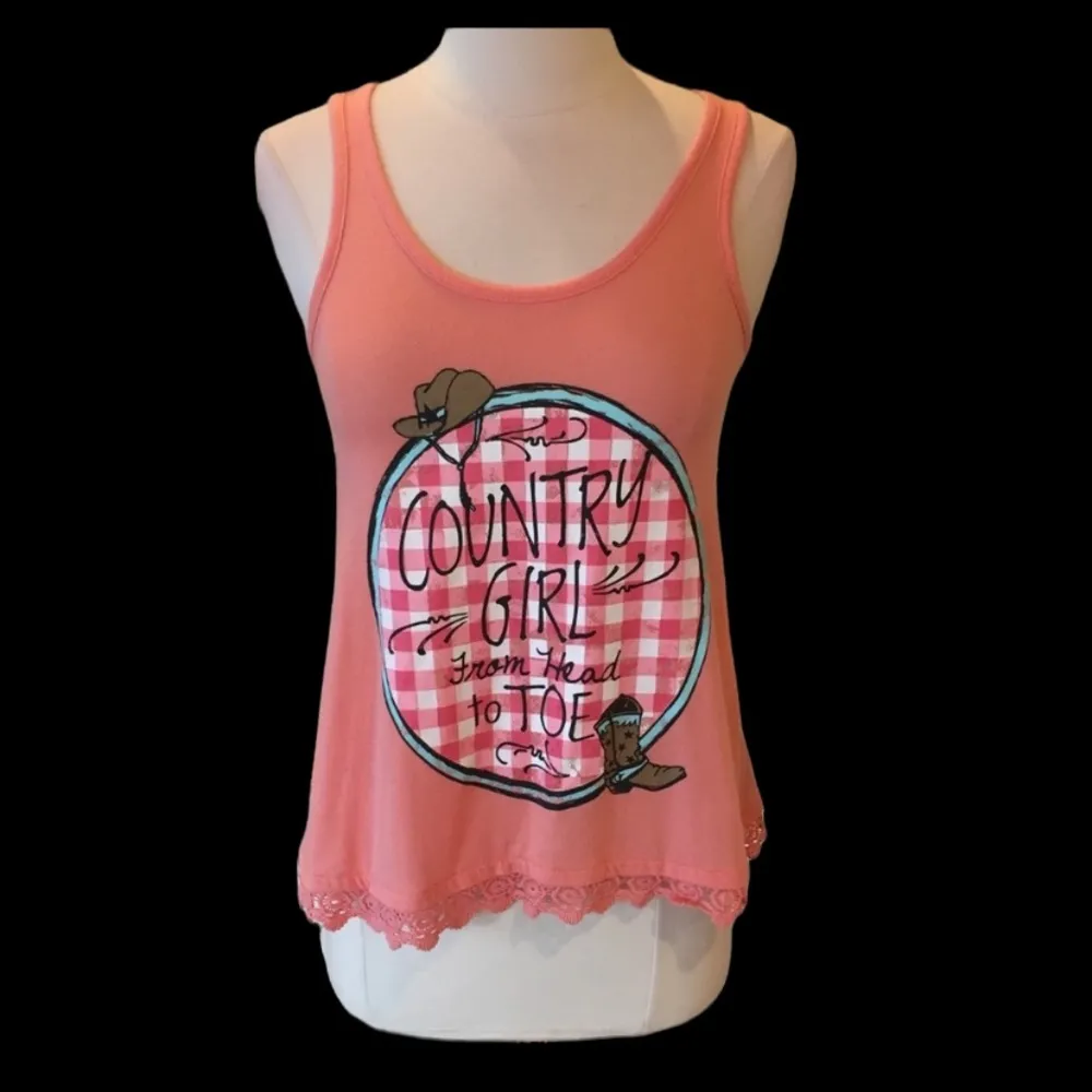 Country Cowgirl Tank Top Red Camel Western Shirt Womens XS - Image 7