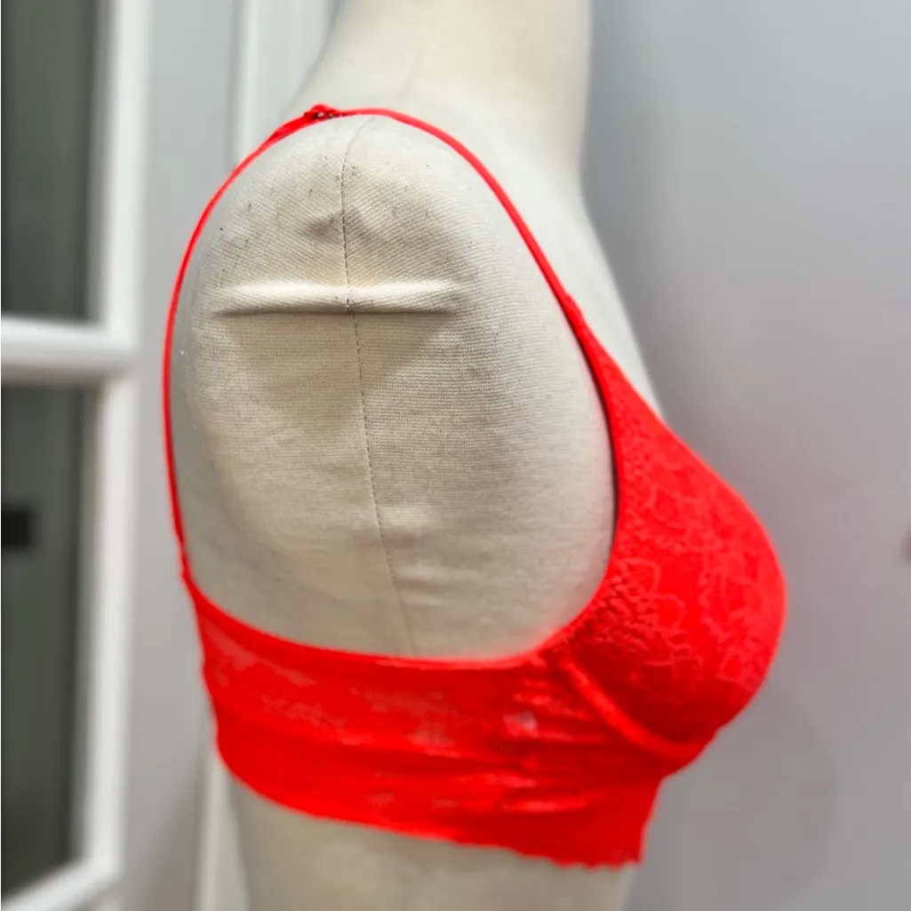 Victoria's Secret PINK Vibrant Orange Lace Push-up Bralatte - Image 4