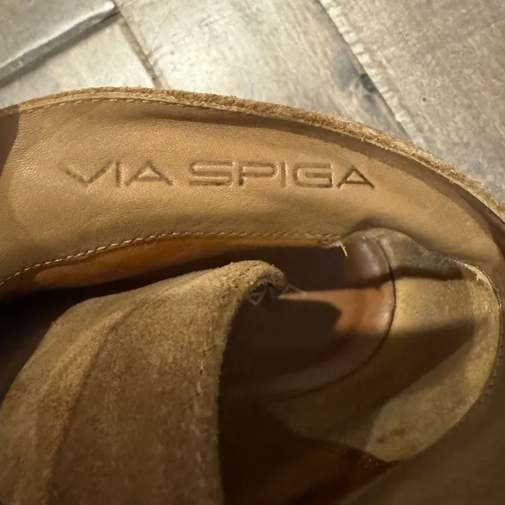 Via Spiga Suede Wedge Booties Brown Lace - Image 8