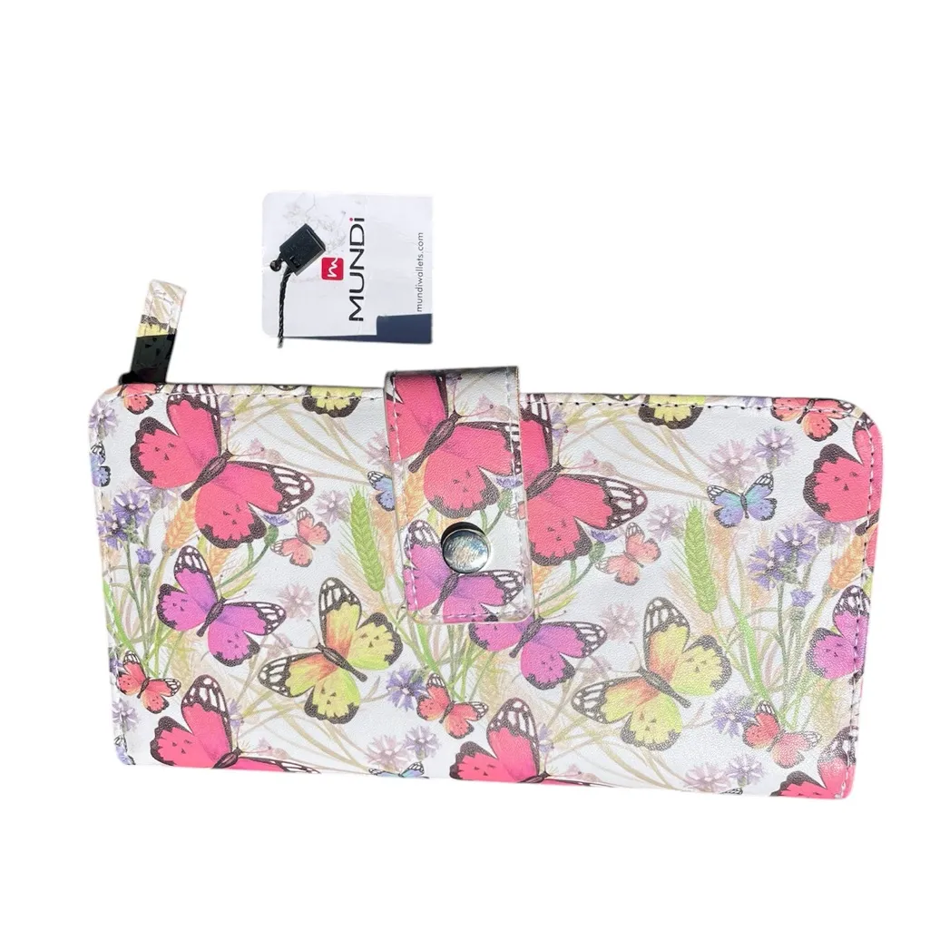 Mundi Butterfly Print Women's Wallet - Pink and Cream - Image 5