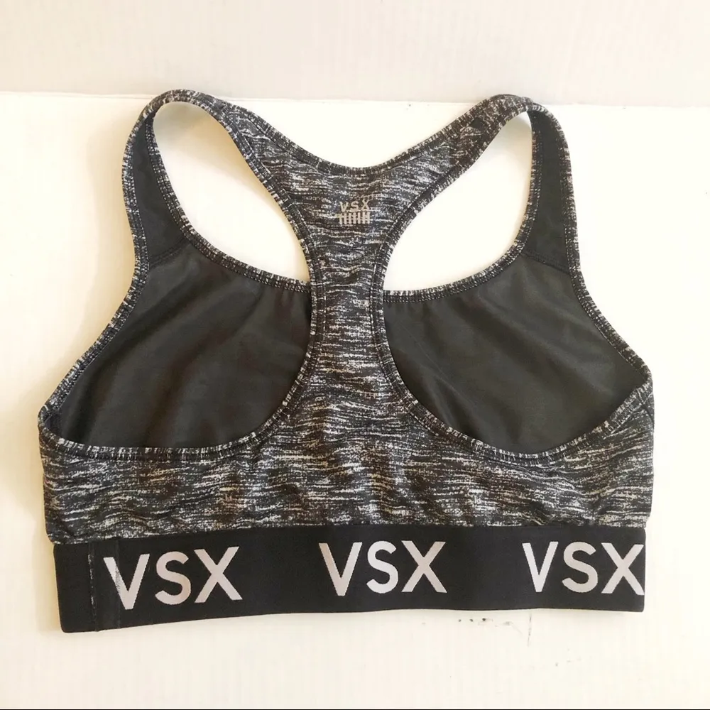 Victorias Secret Sport Sports Bra Heathered Grey Sz L EUC Black VSX Logo Band - Image 6