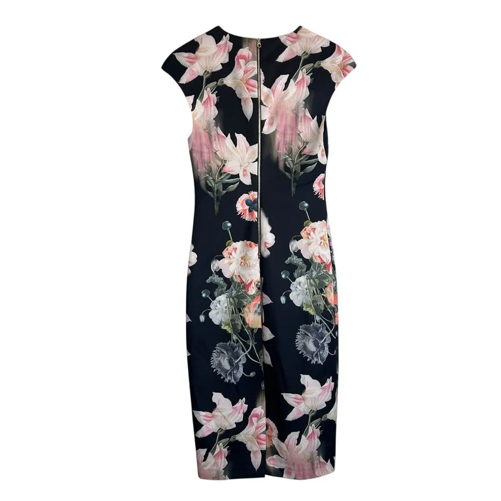Ted Baker London Dress Womens 2 / 6 US Candiss Opulent Bloom Floral Print Midi - Image 4