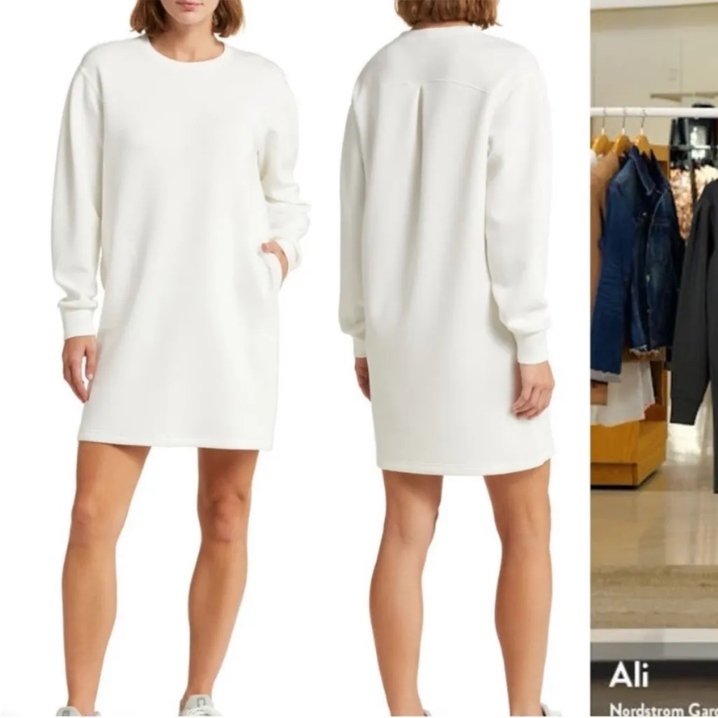 Spanx AirEssentials Crew Neck Long Sleeve Dress Powder White NWT Size Small - Image 15