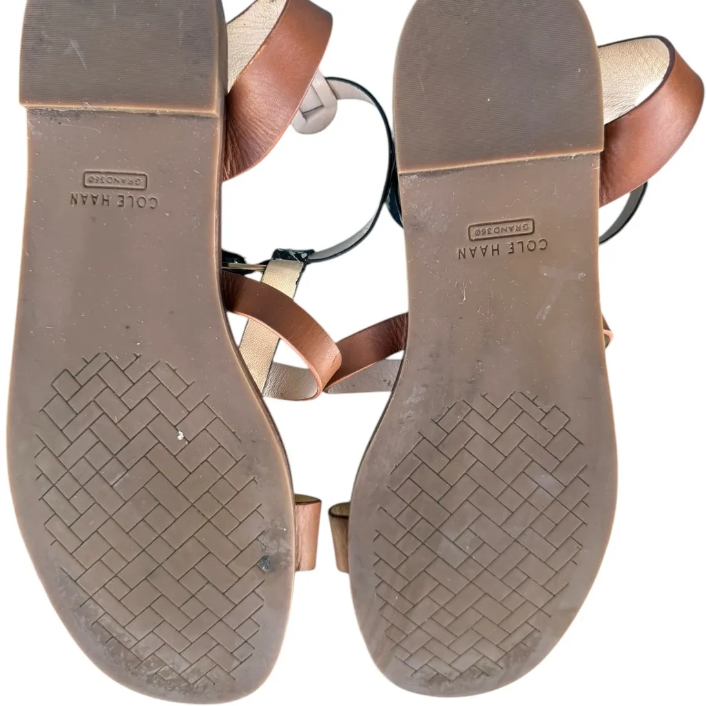 Cole Haan Wren flat sandals Pecan Snake Print gladiator style ankle strap 9.5 - Image 12