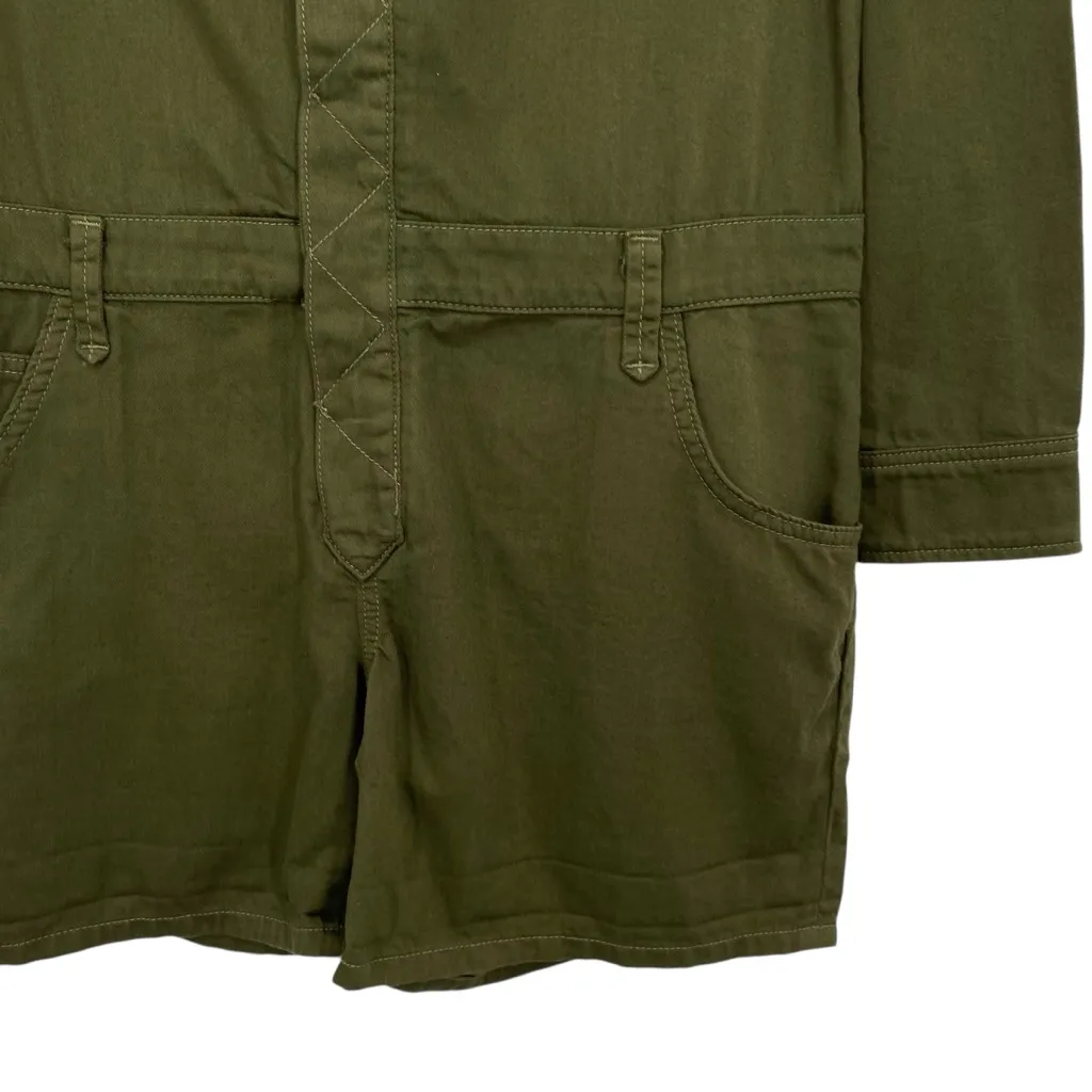 Joe’s Jeans Olive Green Military Shirtall Romper Long Sleeve New - Image 6