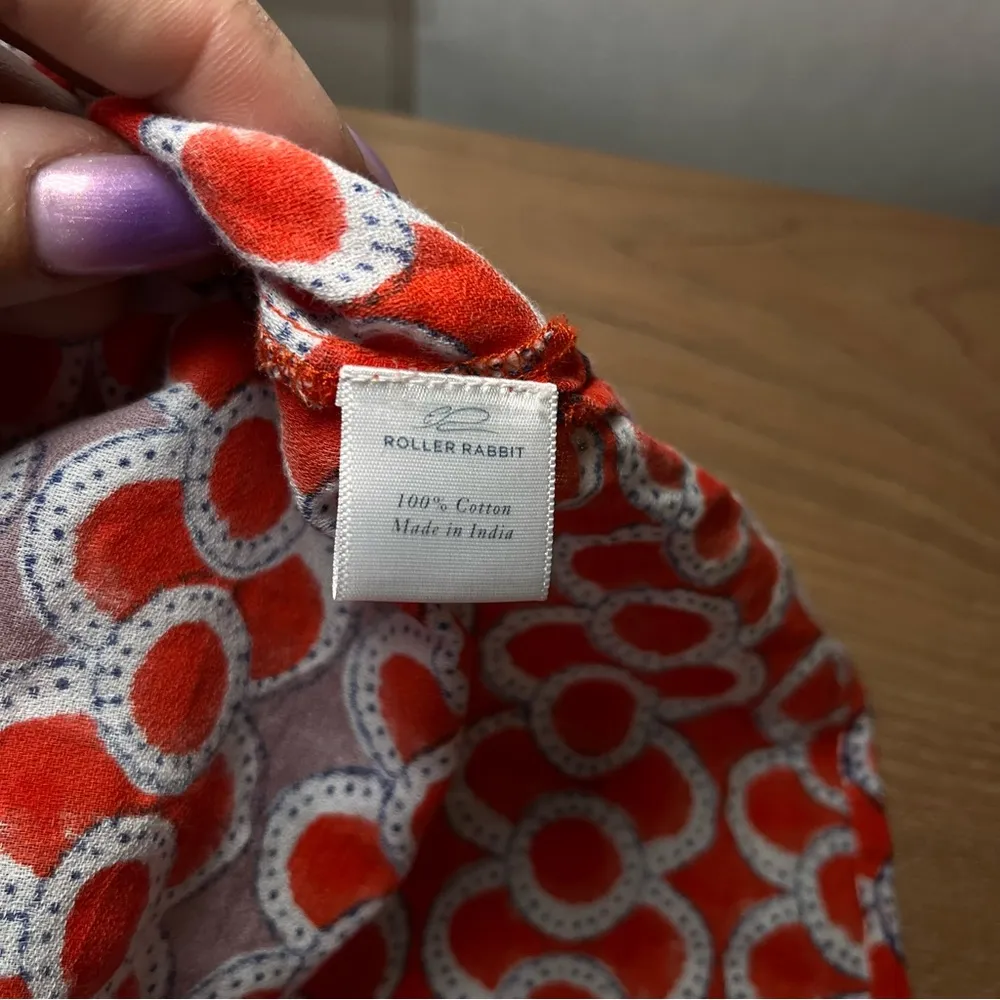 Roller Rabbit Calisto Zola Top Tunic Blouse Red Blue Boho Flowy Vacation Summer - Image 8