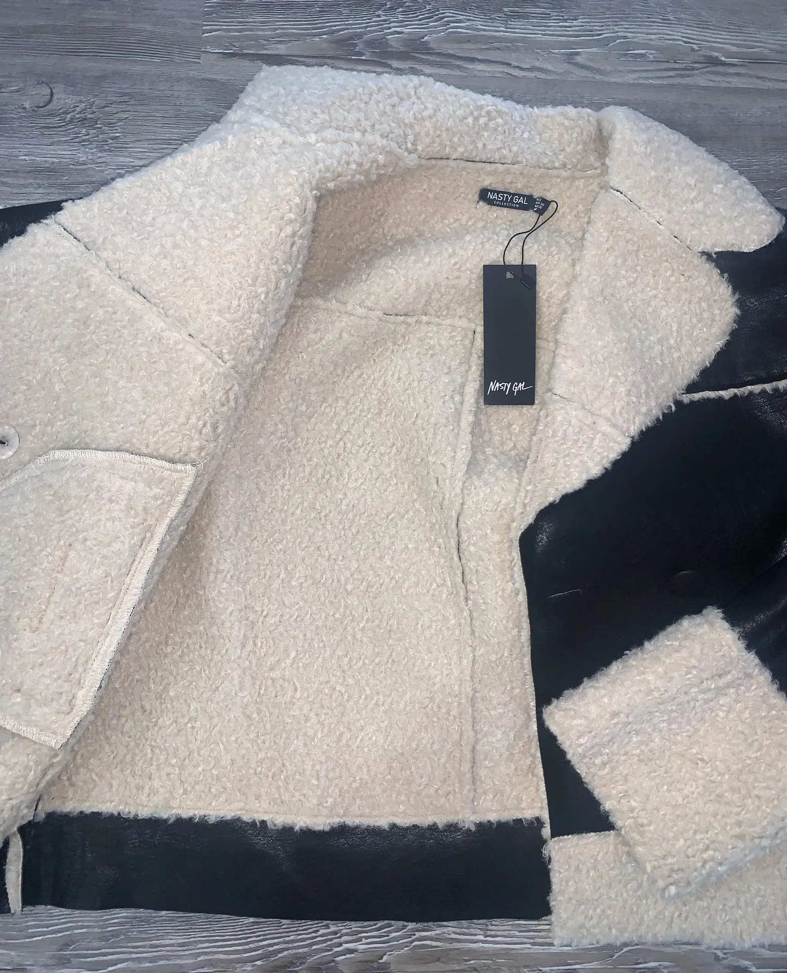 Nasty Gal Leather Fur Jacket - Image 2