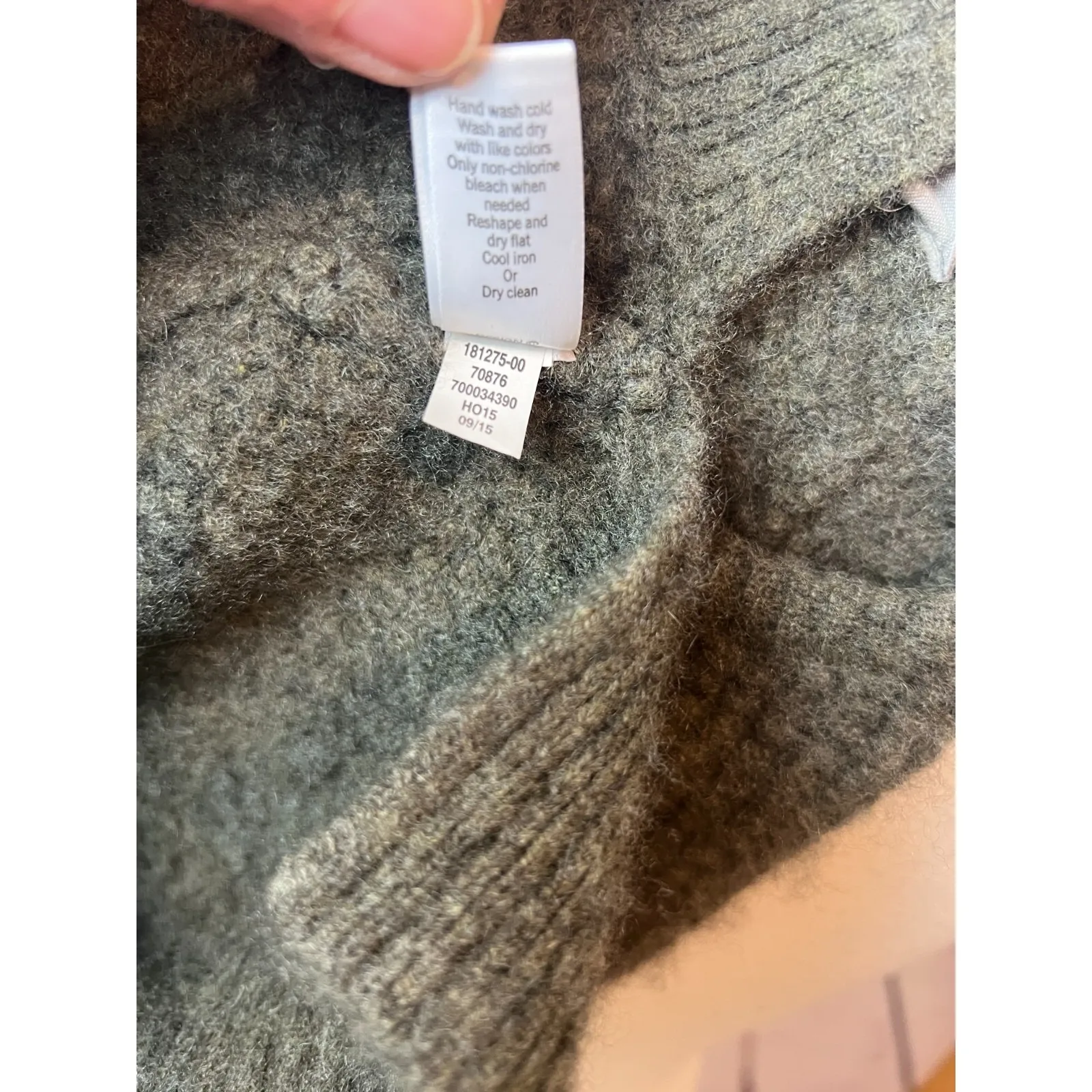 Athleta Lodge Cashmere Blend Textured Knit Pullover Sweater XS Extra Small Green - Image 8