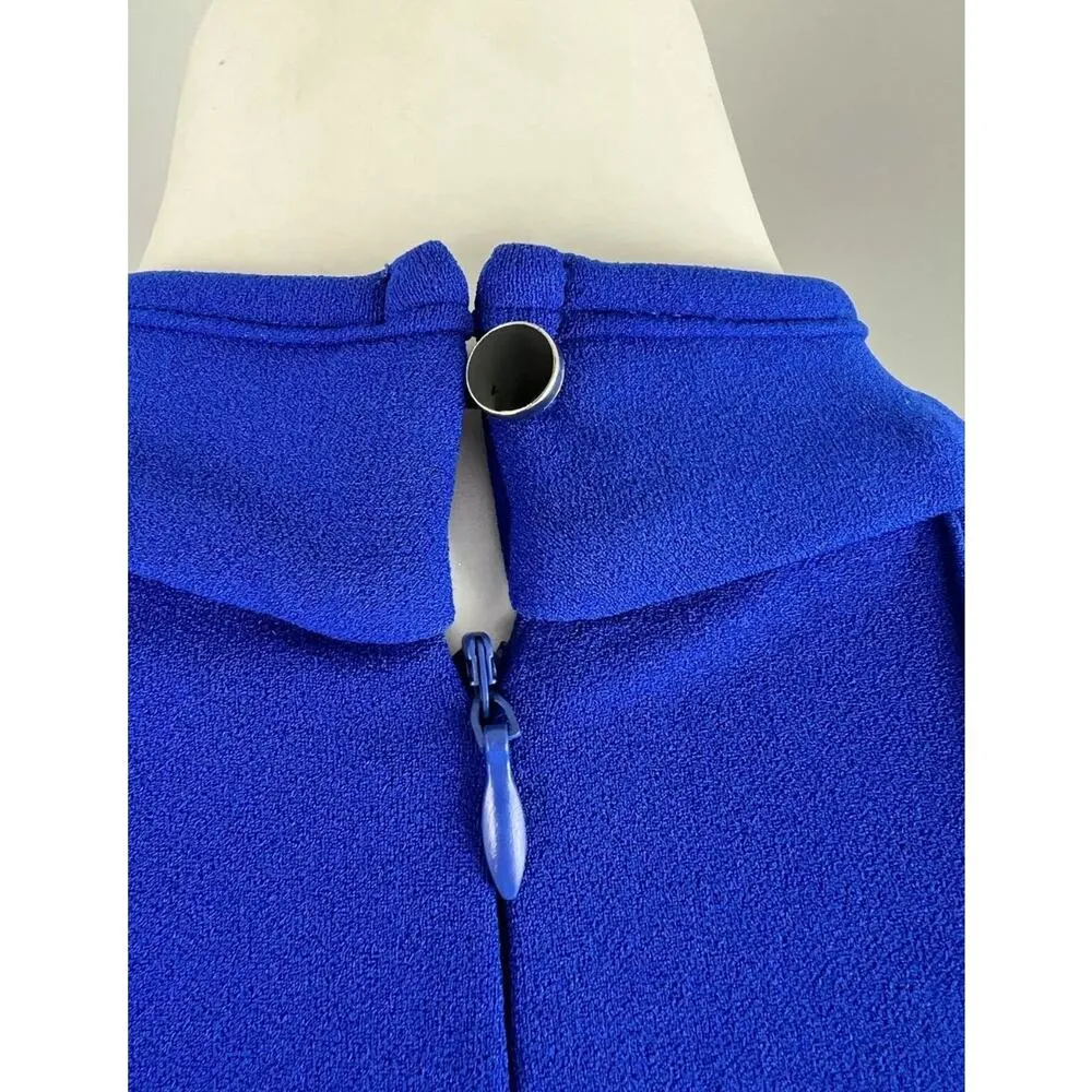 High Neck Formal Wedding Maxi Evening Prom Homecoming Dress Gown Small Blue - Image 6