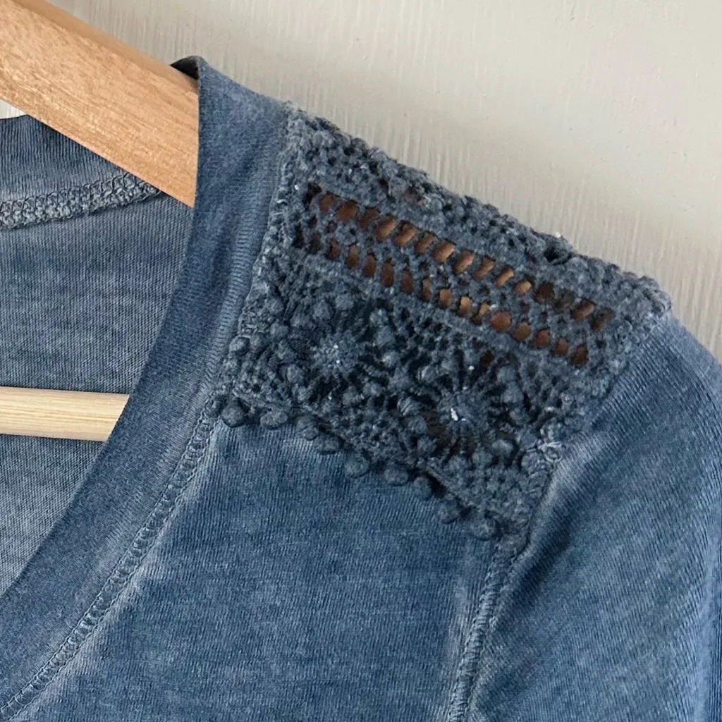 LRL Ralph Lauren Jeans Co. Blue 3/4 Sleeve Cotton Henley Boho Embroidered Size M - Image 10