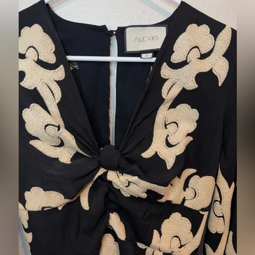 ALEXIS Rimini Tassel Embroidered Floral Black and White Mini Dress‎ Size S - Image 5