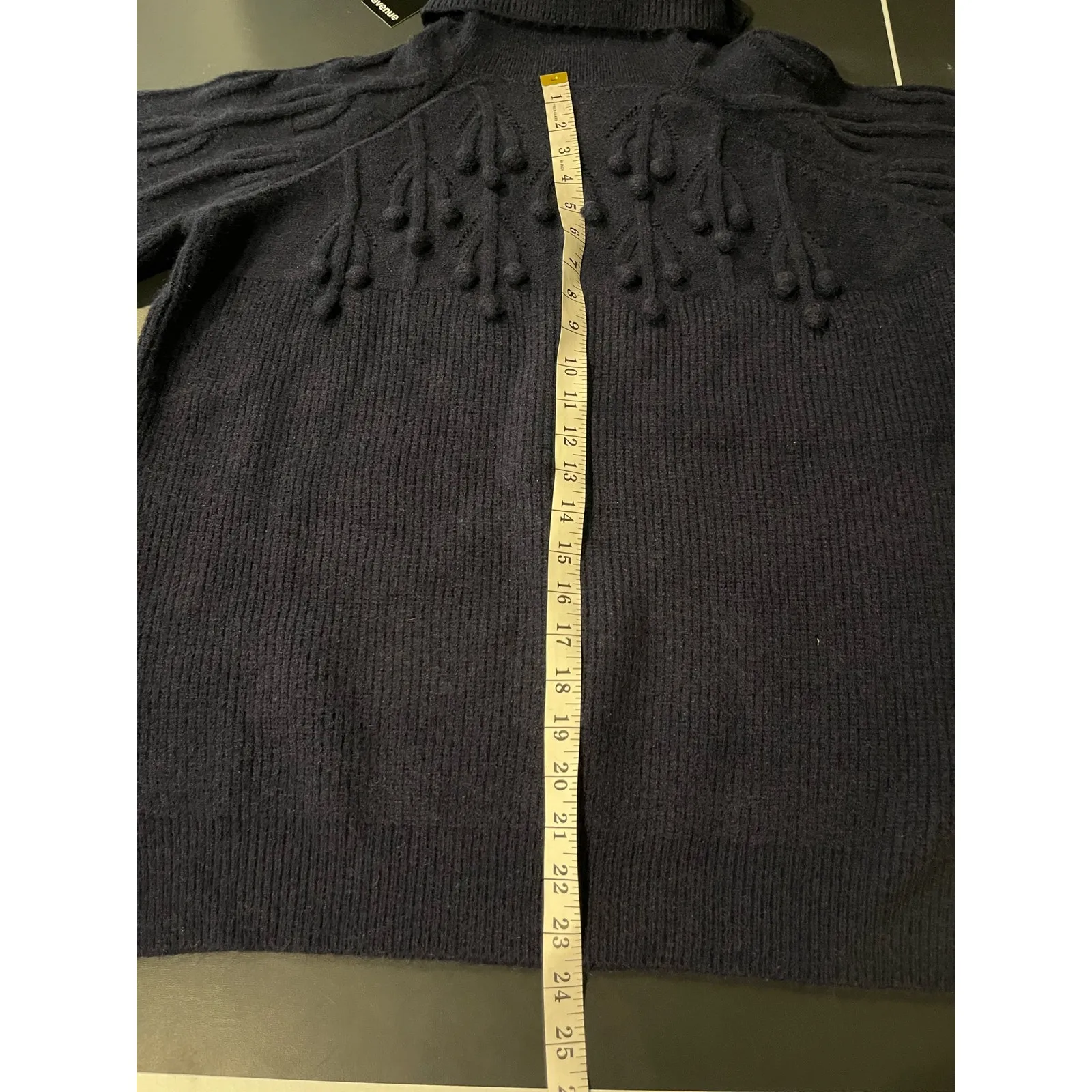 Avenue  Women's Plus Size 18 Blue Turtleneck Pom Pom Sweater Pullover Fall Winter - Image 9