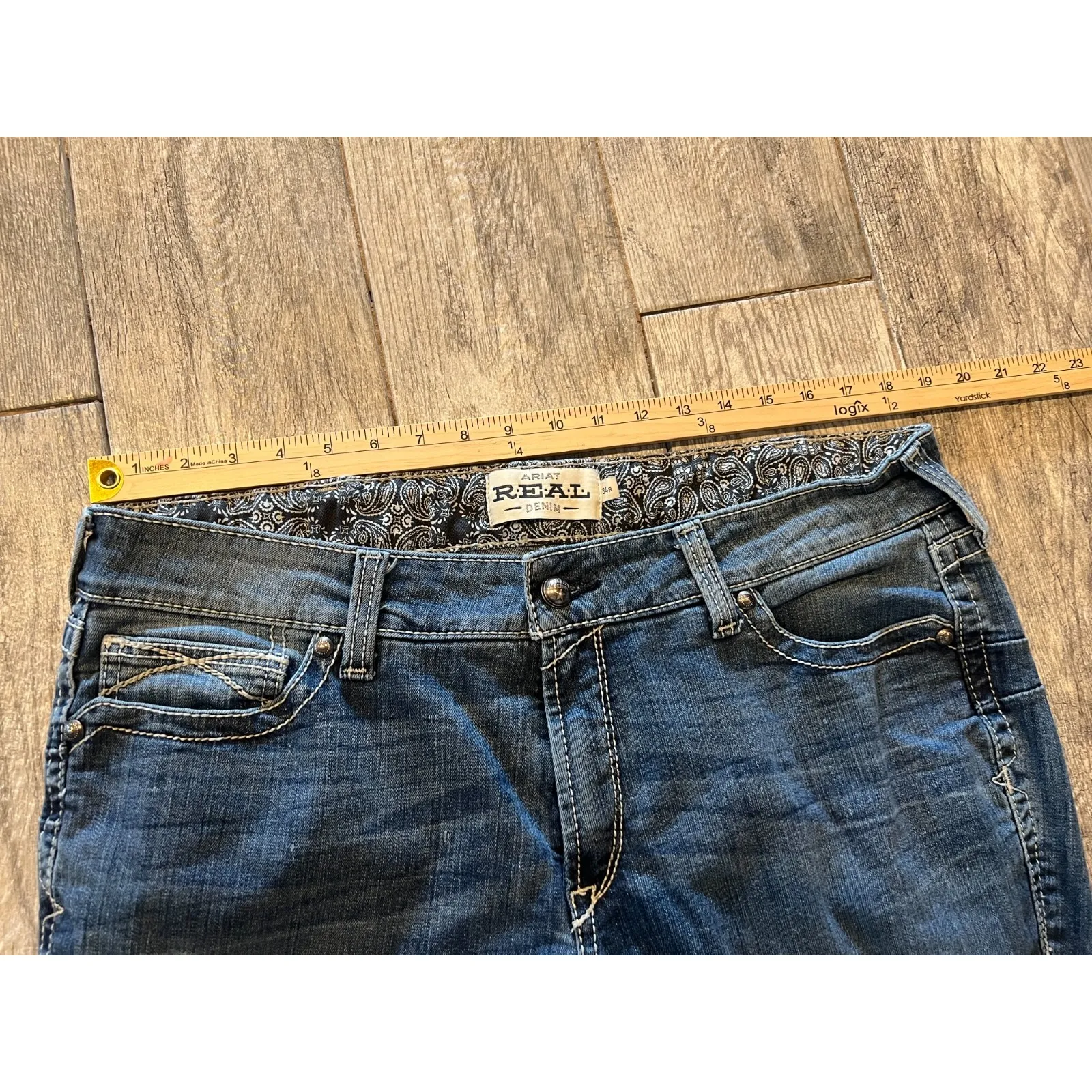 Ariat Real Denim Jeans size 34R 34 Regular Mid‎ Rise Straight Leg Western Womens - Image 7