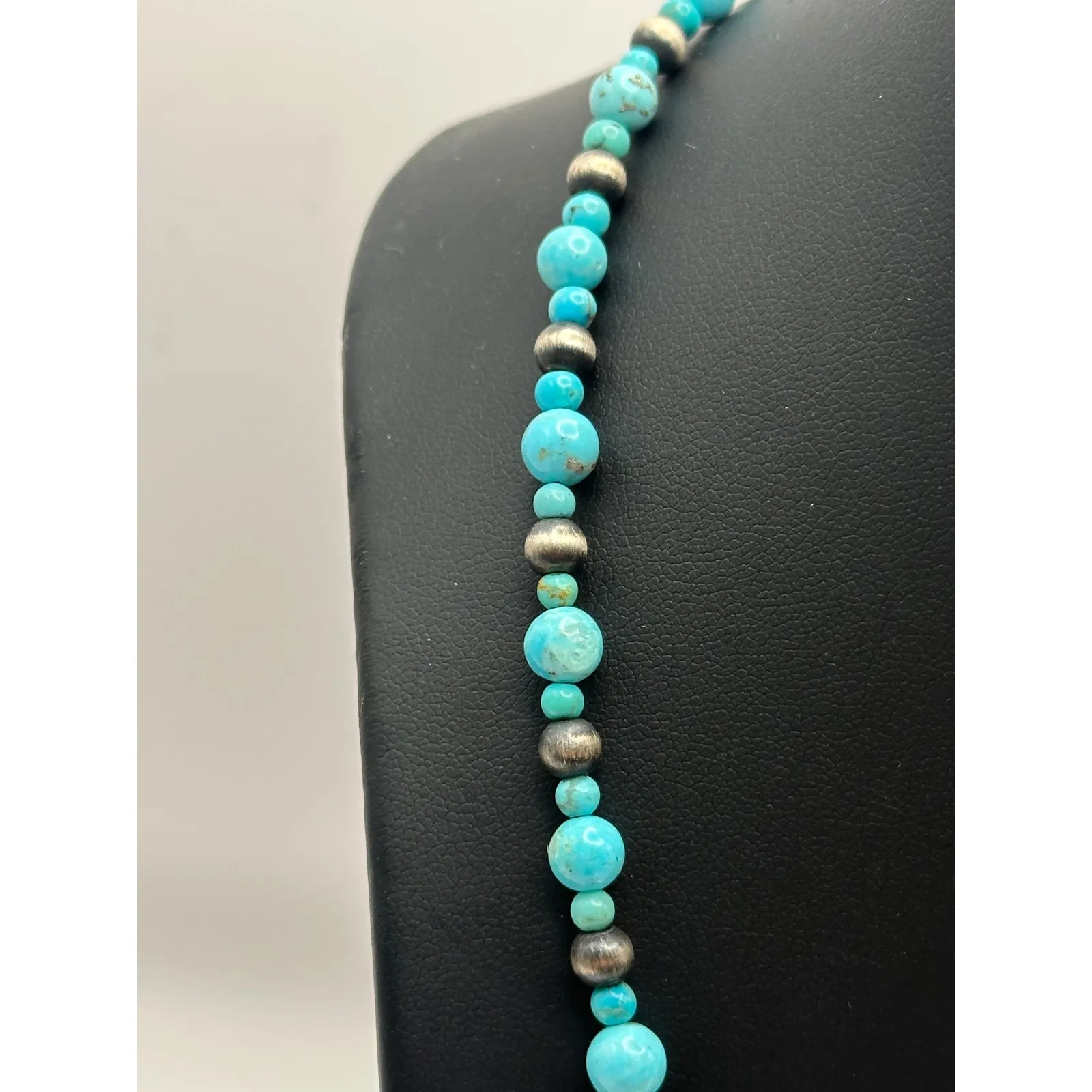 Southwestern Turquoise Beaded Sterling Silver Necklace - Image 3
