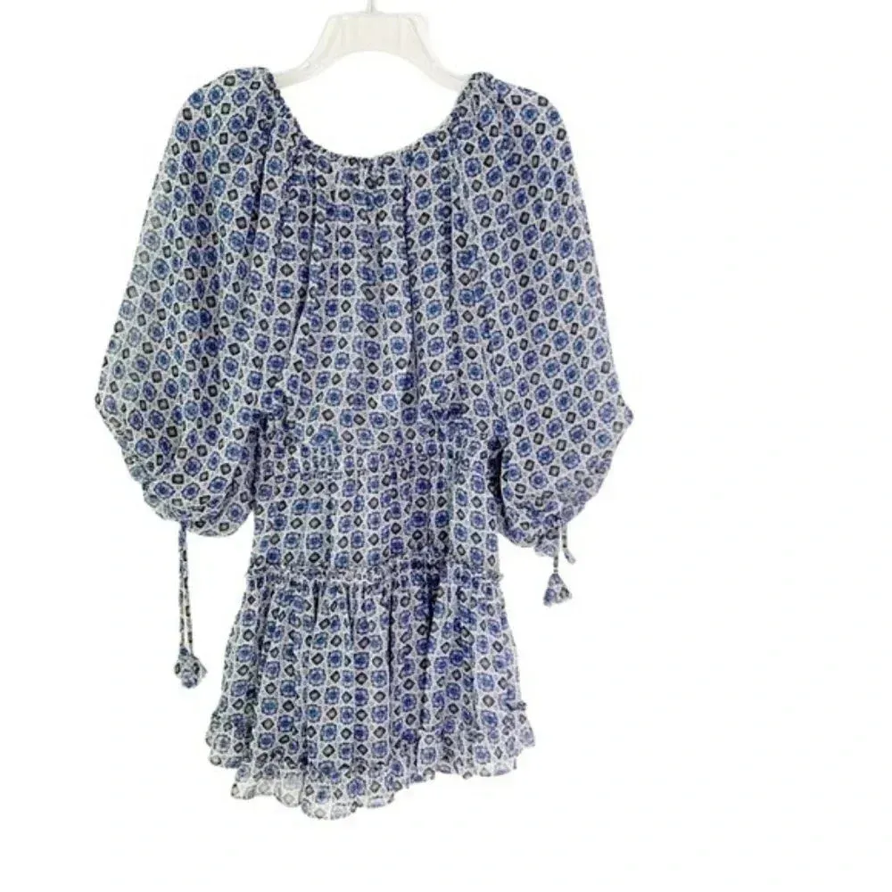 MISA Zonia Chiffon Mini Dress in Scorpio’s Tile Blue Size S NWT - Image 8
