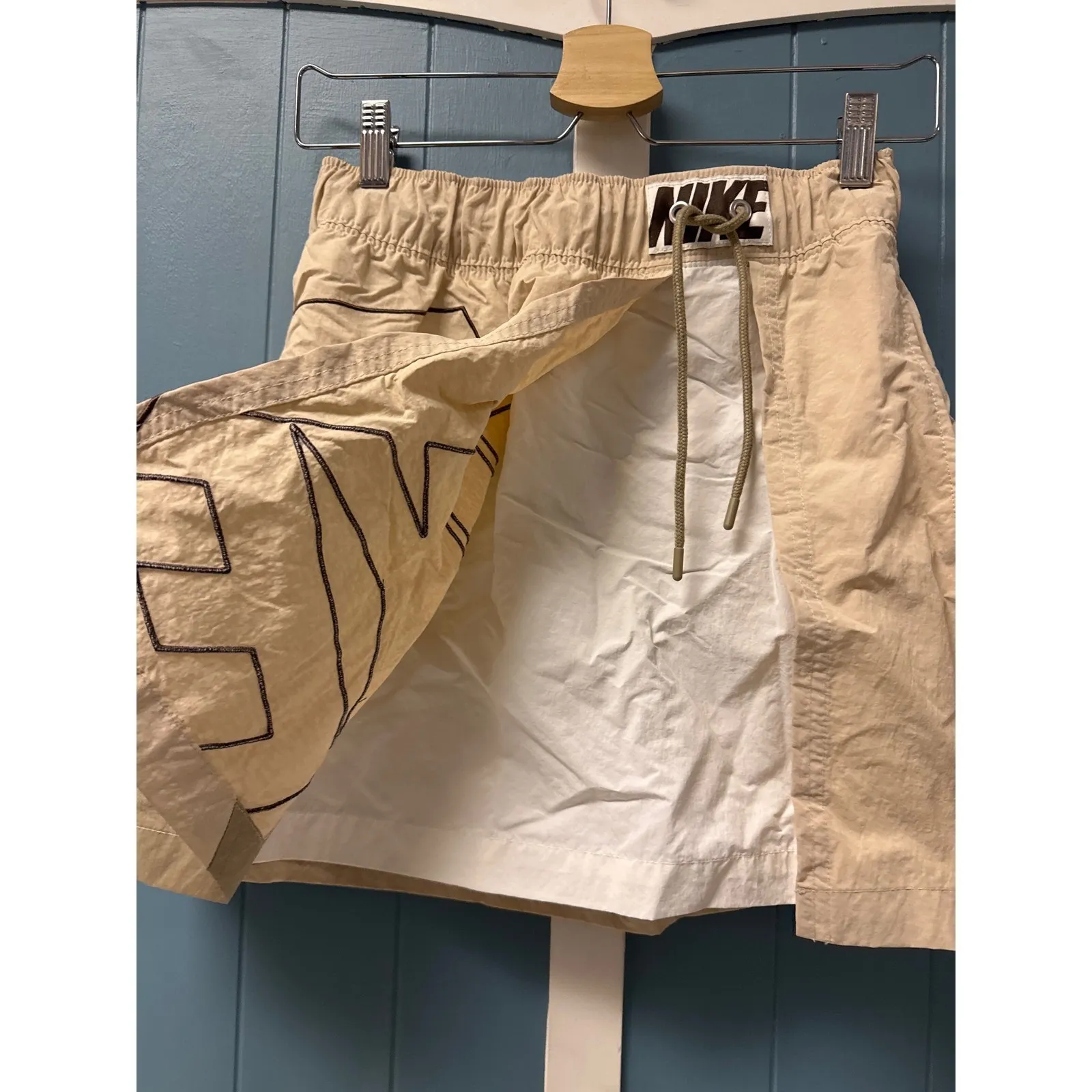 Nike Women's Skort Running Tennis Athletic Khaki Large Logo Drawstring - Image 4