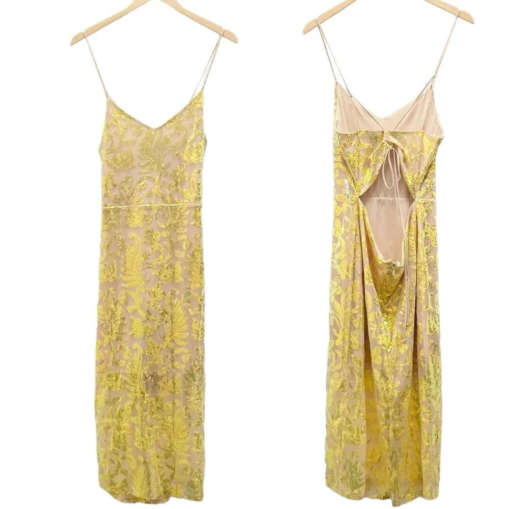 NWT Bebe Sparkle Mesh Midi Dress Lime Gold Sequin Slip Dress Women’s Size XL NEW - Image 11