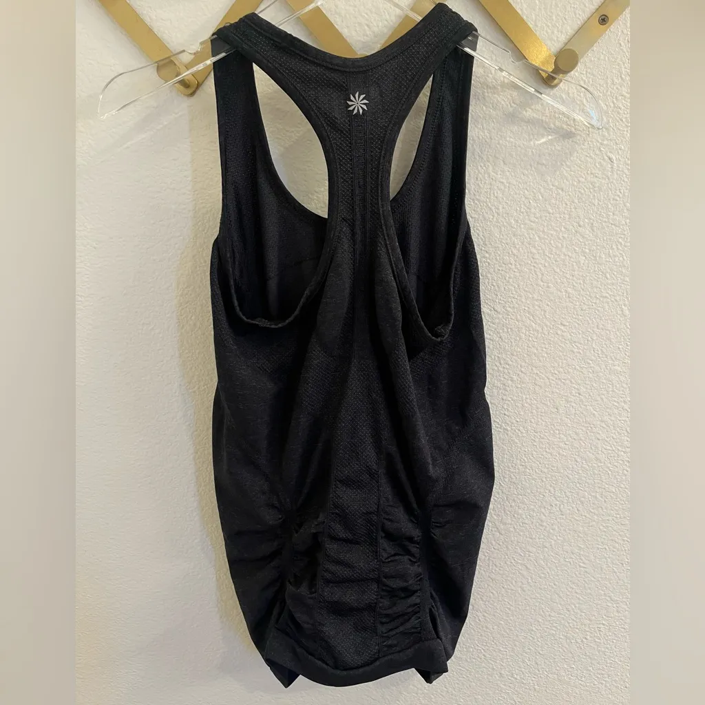 Athleta Fast Track Ruched Tank Top Racerback Dark Grey Running Small - Image 5