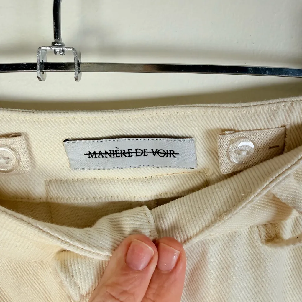 Maniere De Voir Cream Utility Cargo Pants Wrap Strap Detail Wide Leg - Image 10