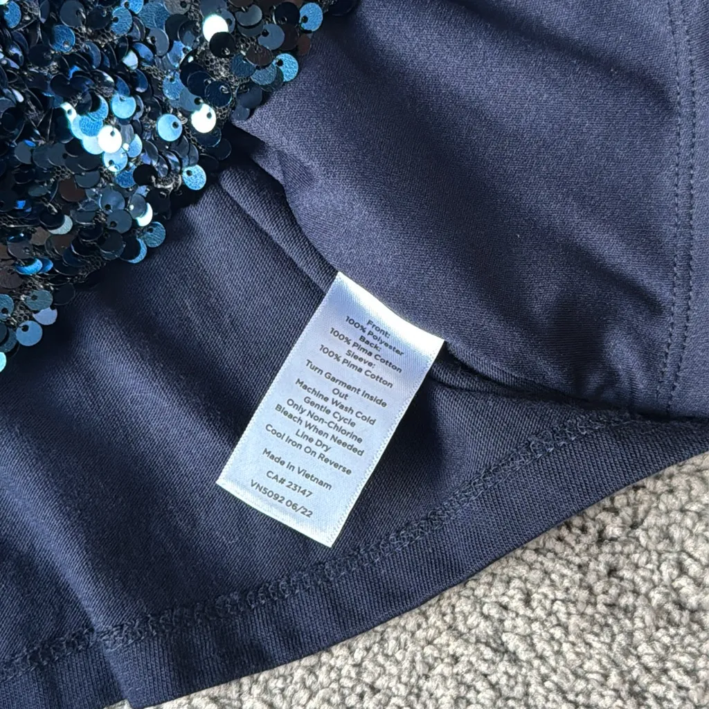 Talbots  Midnight Blue Sequin Top SIZE Lp - Image 4