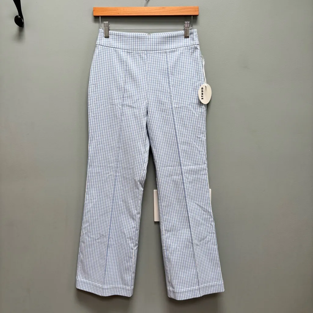 STAUD Knack Pants Sky Micro Check Baby Blue Gingham S - Image 5