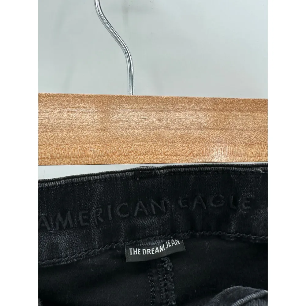 American Eagle Jeans Women 4 SHORT Black Curvy Hi Rise Jegging Crop Button Fly - Image 5
