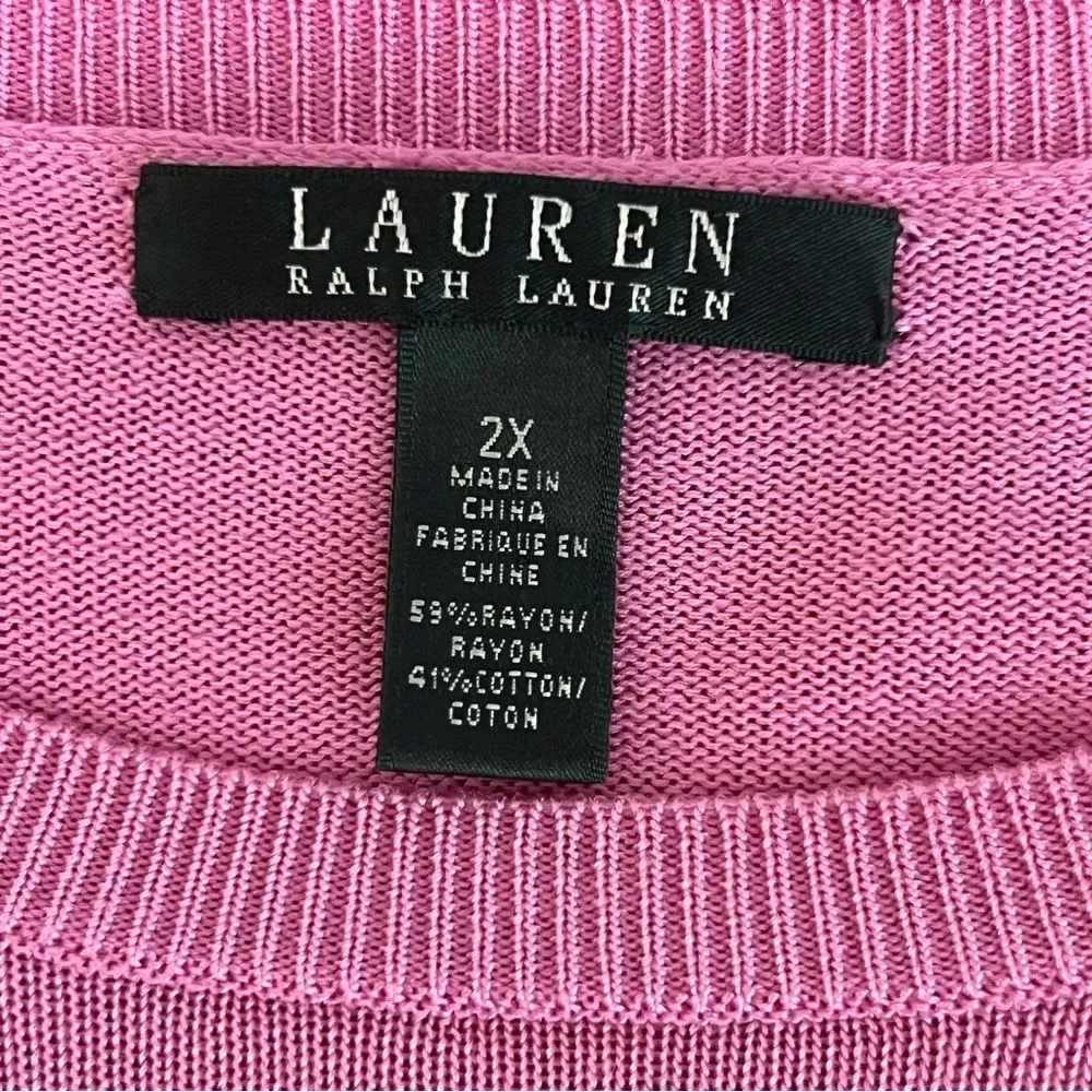 Lauren Ralph Lauren Womens Striped Sweater Sz 2X Oversized Cotton Blend Preppy - Image 7
