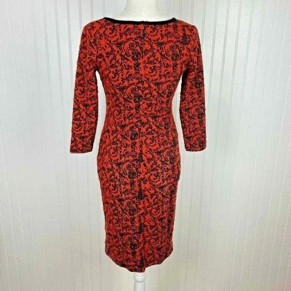 Plenty by Tracy‎ Reese Glam Goth Dress Womens 2 Jacquard Knit Halloween Spooky Orange - Image 5