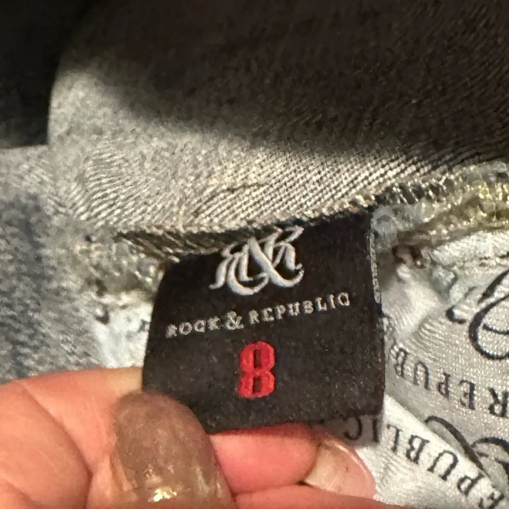 ROCK & REPUBLIC EMO BLUE DISTRESSED DENIM JEANS 8 - Image 3