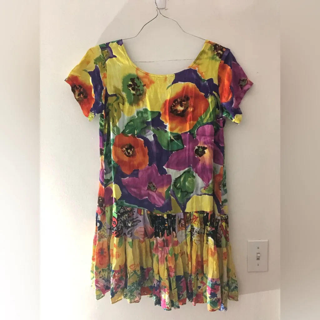 Vintage Jams World Hattie Tiered Mini Dress in Mixed Poppy Print Size Small - Image 15